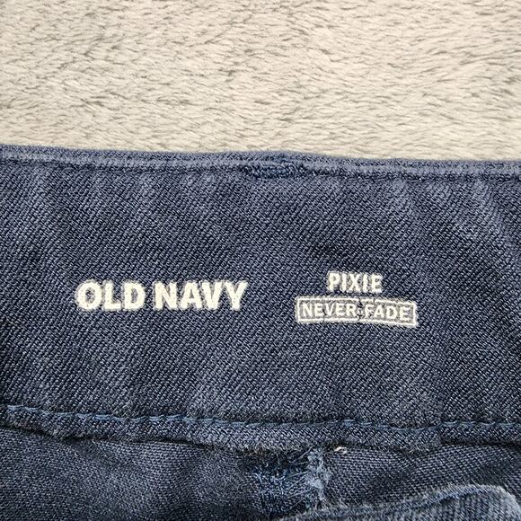 Old Navy Pants Womens 14 Blue Mid Rise Pixie Ankle Stretch Cotton Chino Office - Picture 4 of 11